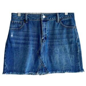 PACSUN Frayed Bottom Mini Denim Skirt Women’s 28